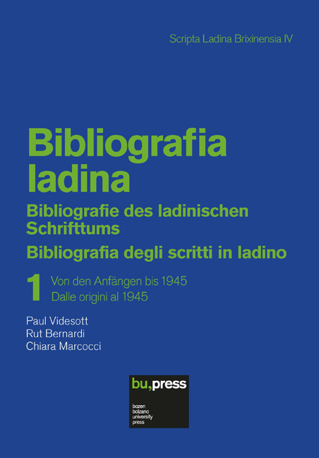 Cover of Bibliografia ladina 1 Cover of Bibliografia ladina 1