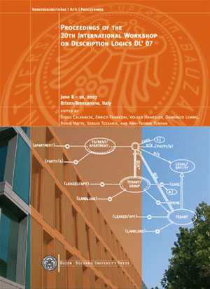 Cover of Proceedings of the 20th International Workshop on Description Logics DL' 07