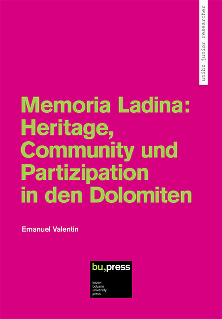 Cover of Memoria Ladina: Heritage, Community und Partizipation in den Dolomiten