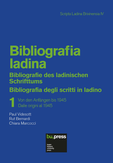 Cover of Bibliografia ladina 1