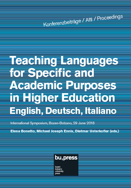 Cover of Teaching Languages for Specific and Academic Purposes in Higher Education – English, Deutsch, Italiano